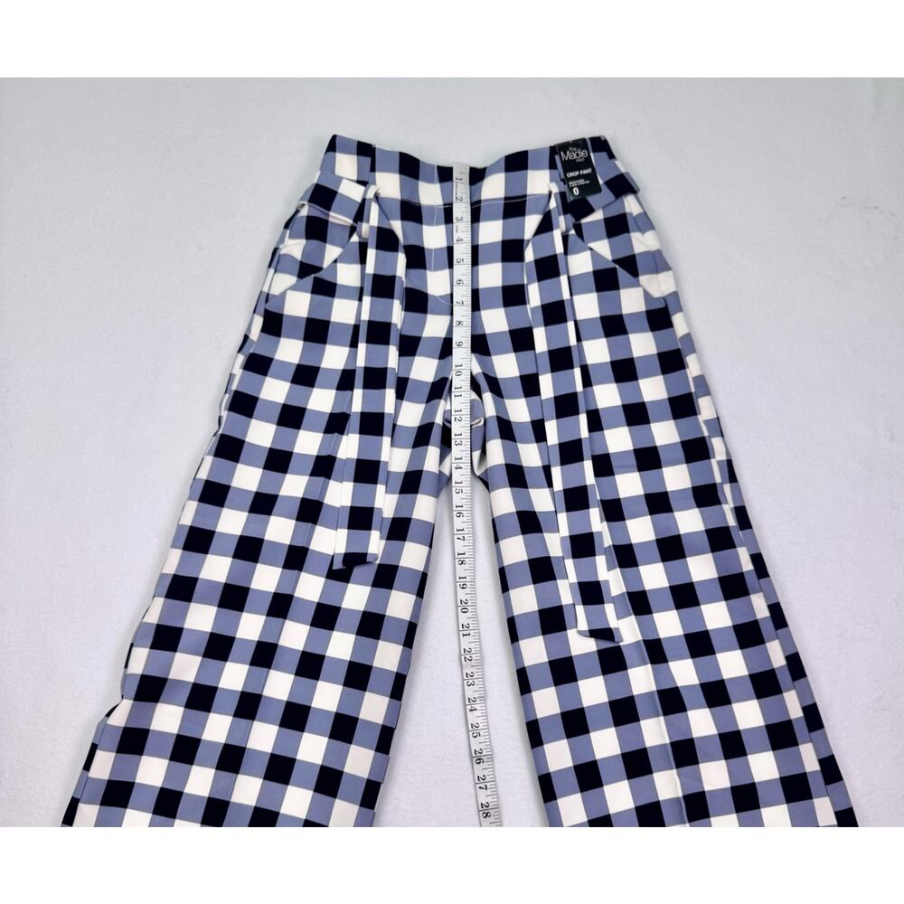 NWT New York&Company The Madie Crop Pant Blue Gingham Smoothing Wide Leg Size 0 - Picture 10 of 10